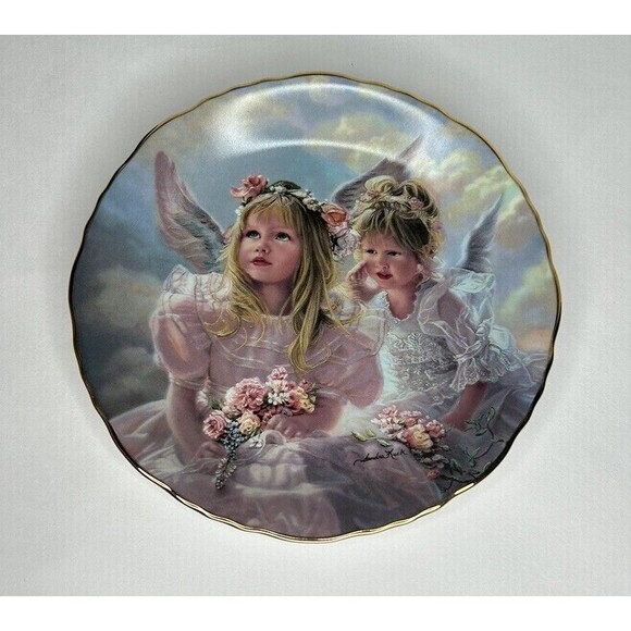 Vintage Sandra Kuck Collector's Plate w/Gold Rim "Sharing Secretes" (1996) - Picture 1 of 3
